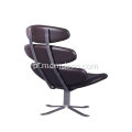 Corona Swivel Lounge Chair Upholstered with Leather